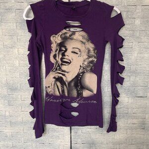 Sweet Girl Top cut out long sleeve Marilyn Monroe Purple size S